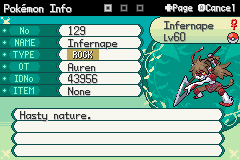Pokémon Odyssey II battle interface with the in-game Pokédex information panel open