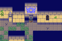 Nyx exploring a stone corridor in Pokémon Odyssey